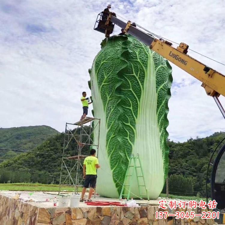 杭州白菜石雕凳-景区园林大型仿真植物景观