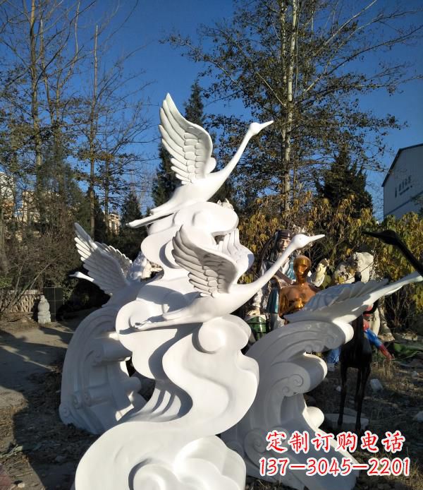 杭州玻璃钢公园海浪天鹅雕塑