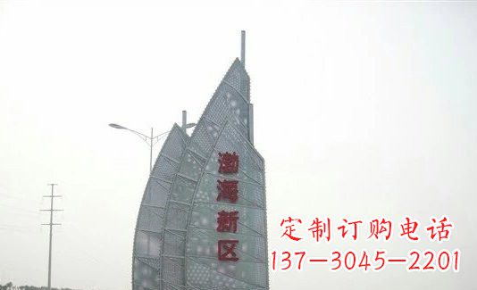 杭州渤海新区精美不锈钢船帆雕塑