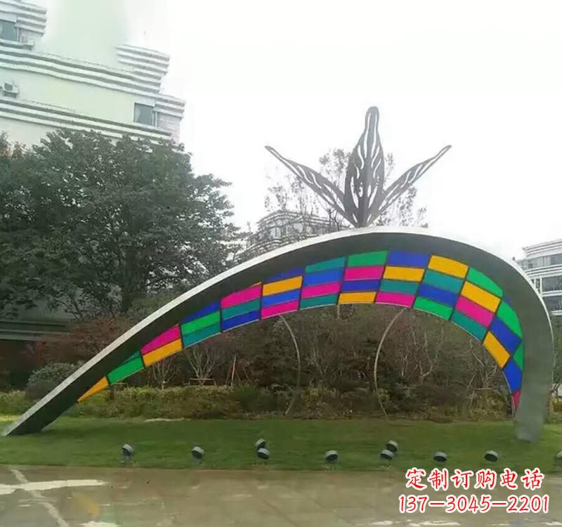 杭州不锈钢彩色拼接拱门雕塑
