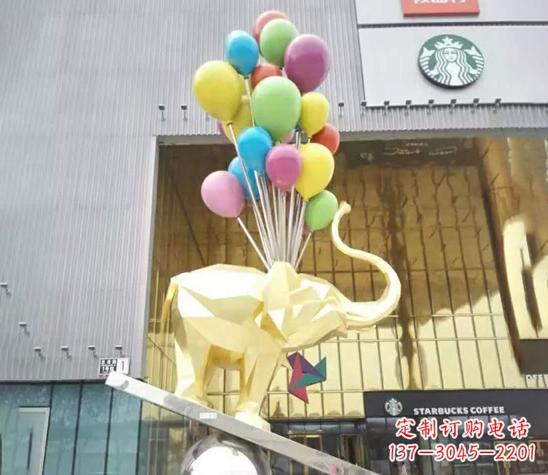 杭州不锈钢踩球的小象雕塑