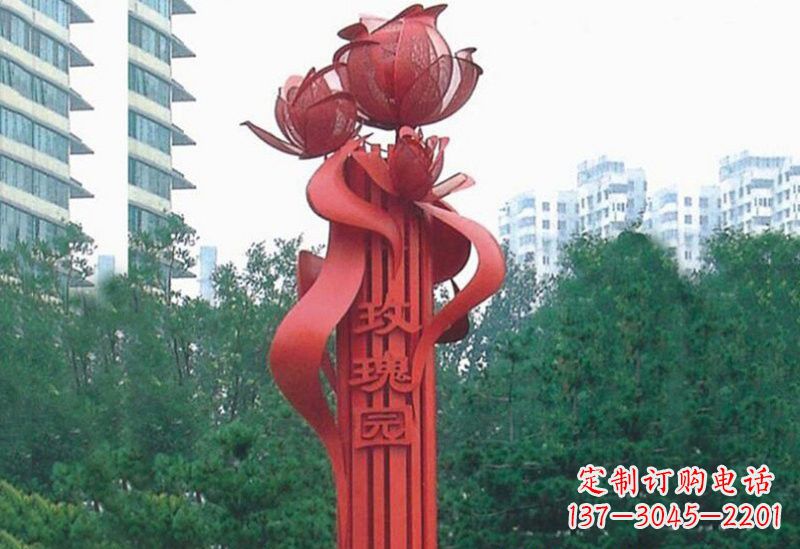 杭州不锈钢玫瑰雕塑精美而优雅