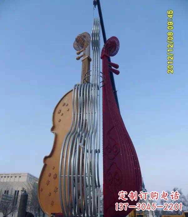 杭州不锈钢琵琶雕塑演奏着灵魂之音