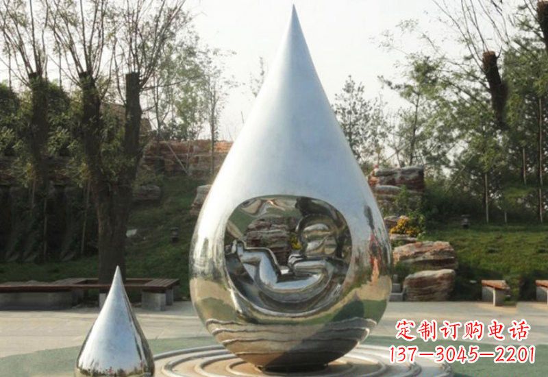 杭州不锈钢水滴雕塑缔造生命之源