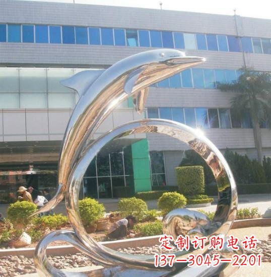 杭州不锈钢抽象跳跃的海豚雕塑
