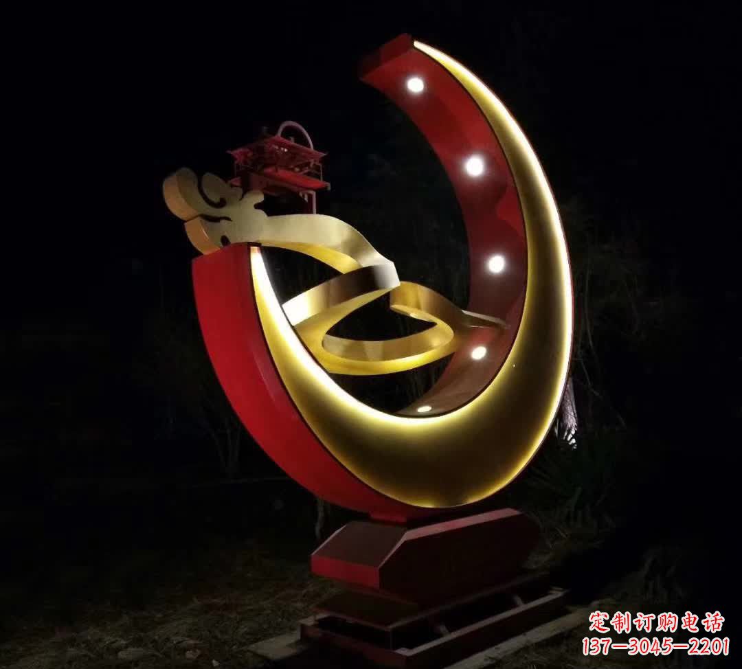 杭州不锈钢月亮雕塑静谧中的经典之美