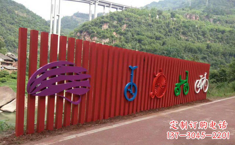 杭州不锈钢自行车雕塑点缀公园景观