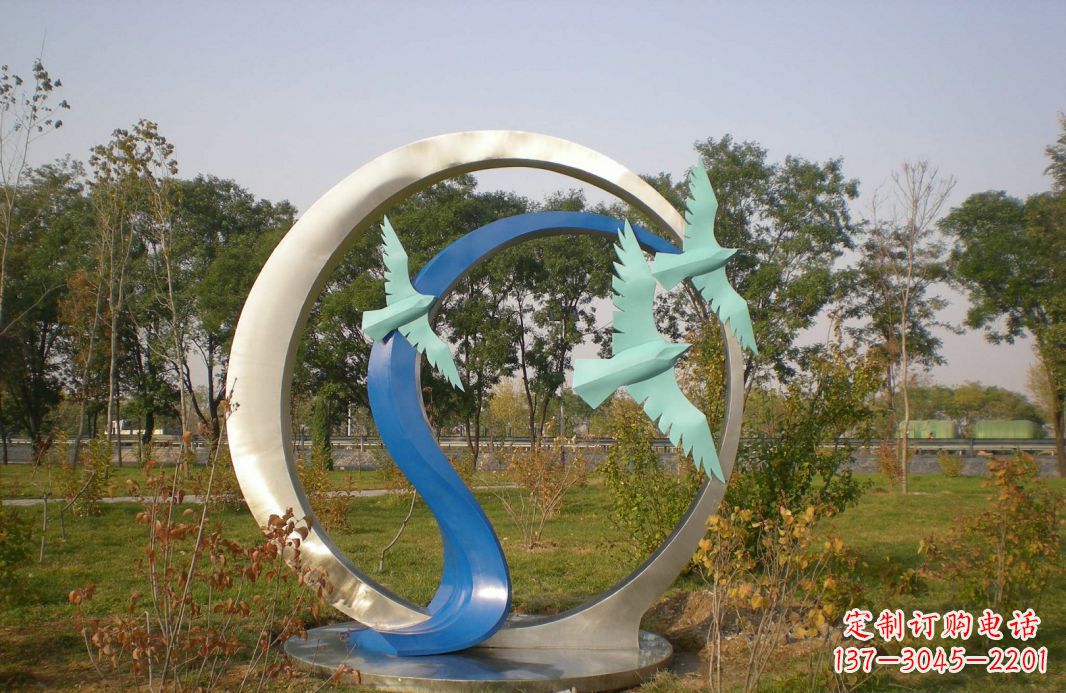 杭州不锈钢大雁南飞公园景观雕塑
