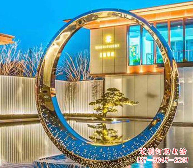 杭州精美不锈钢灯饰圆环雕塑