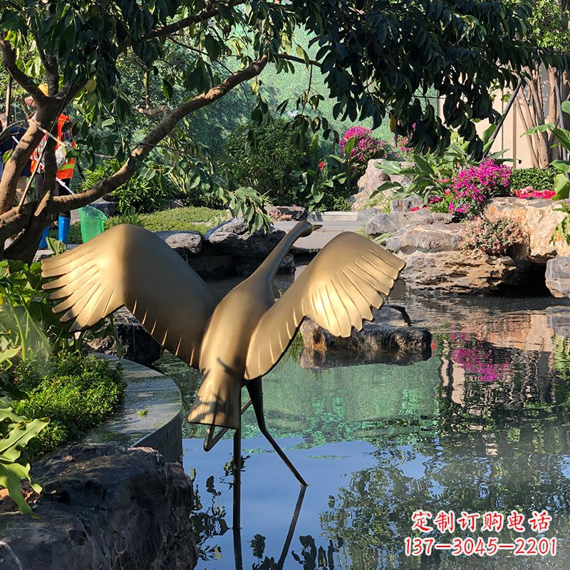杭州不锈钢动物鹤雕塑精美艺术品