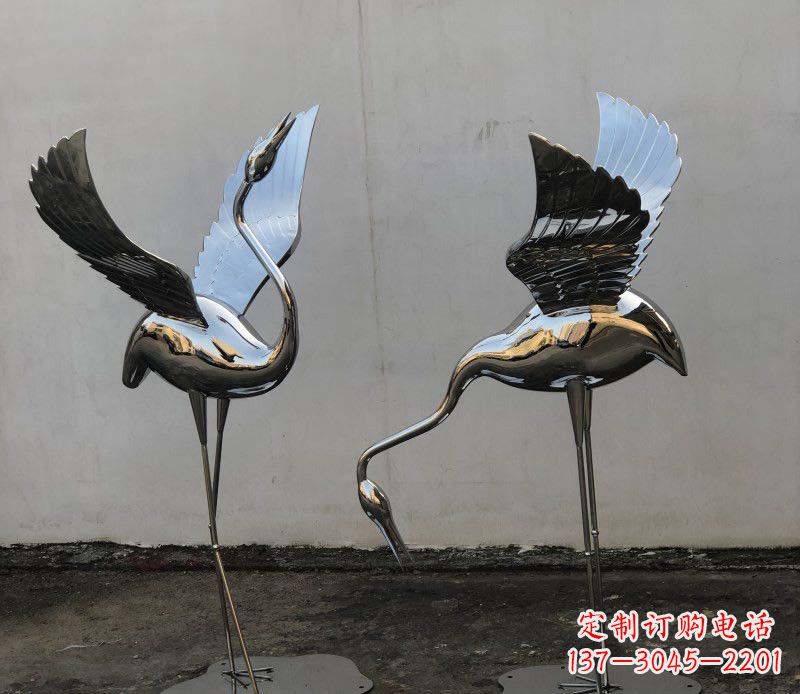 杭州不锈钢锻造仙鹤雕塑精美的艺术品