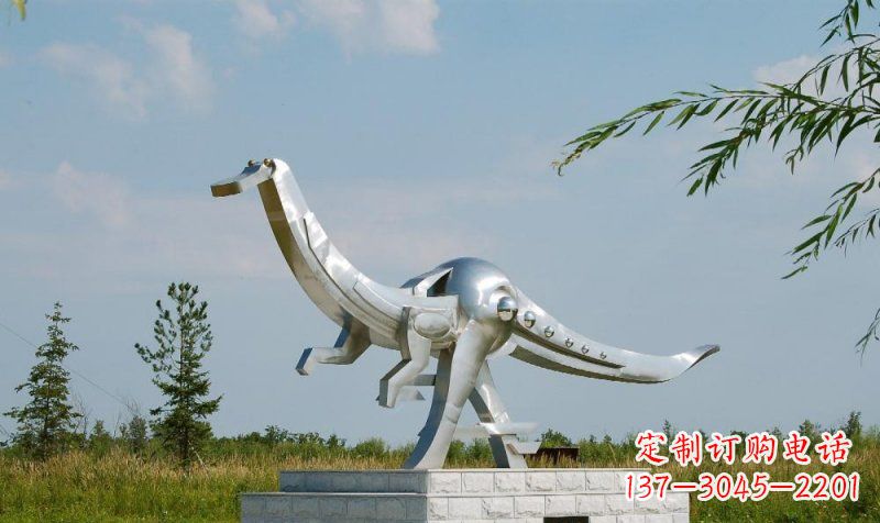 杭州不锈钢公园动物鸭嘴龙雕塑