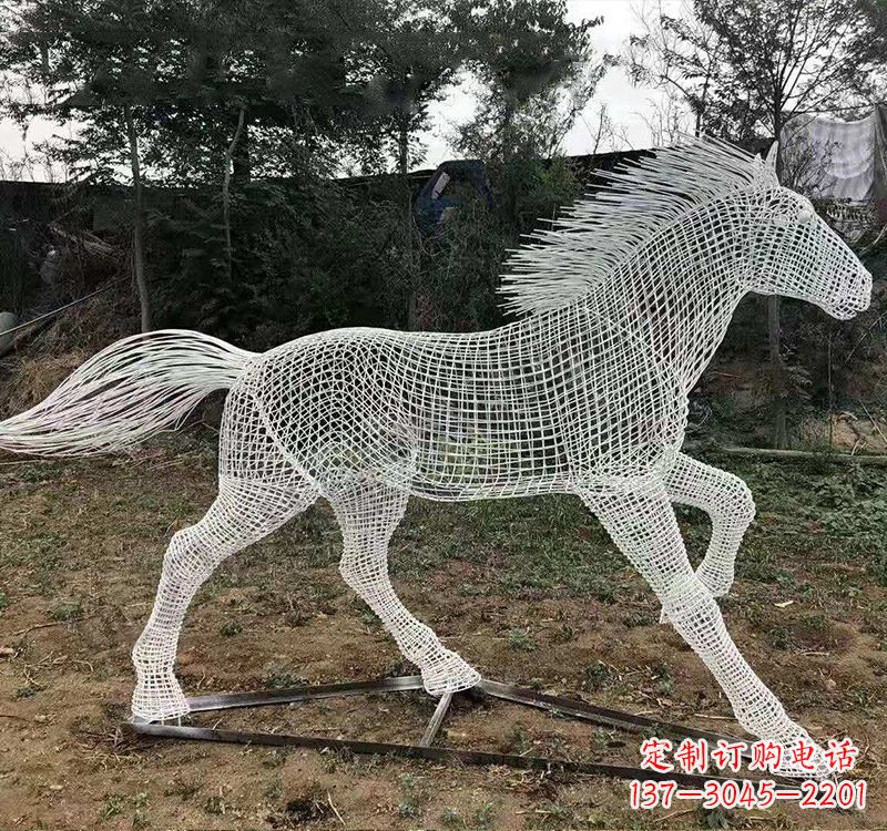 杭州不锈钢公园镂空奔马雕塑——给城市带来动感