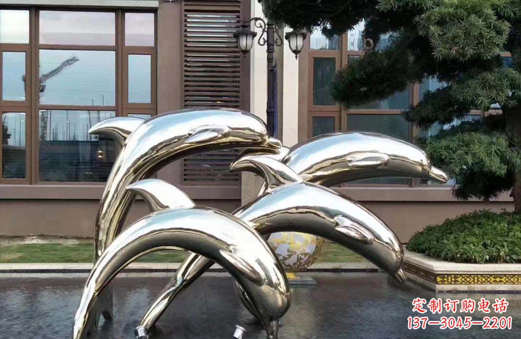 杭州不锈钢海豚跳跃雕塑精美绝伦