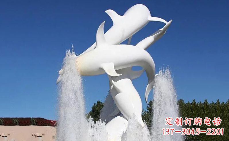 杭州不锈钢海豚喷泉雕塑传递海豚的美丽