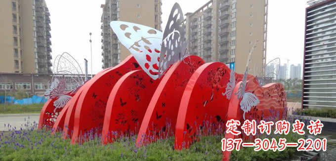 杭州不锈钢蝴蝶小区景观雕塑美丽的蝴蝶展翅