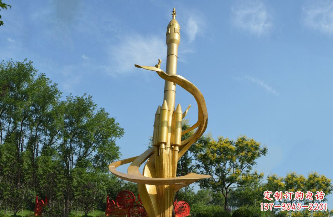 杭州火箭飞向蓝天不锈钢火箭广场景观雕塑