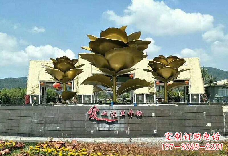 杭州不锈钢玫瑰雕塑美丽的艺术品