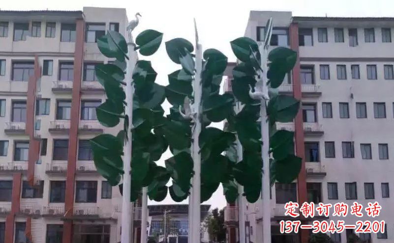 杭州不锈钢绿色树叶小区景观雕塑