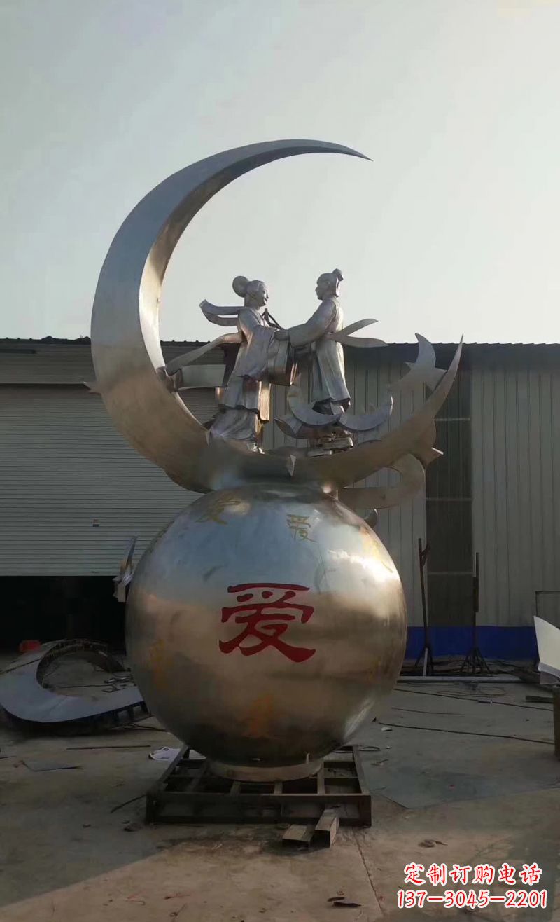 杭州不锈钢牛郎织女雕塑传承爱情的象征