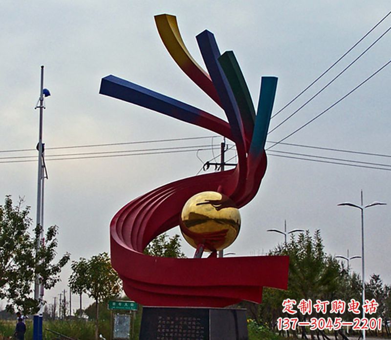 杭州不锈钢飘带雕塑艺术与自然的完美结合