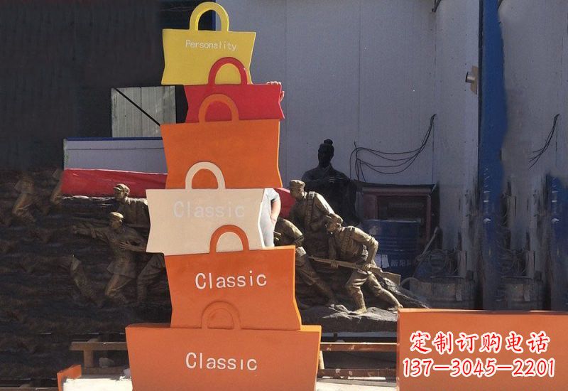 杭州不锈钢购物袋雕塑