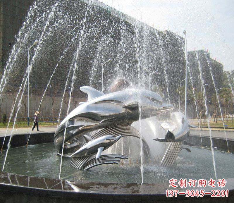 杭州不锈钢商场大型景观鱼喷泉展现雕塑之美