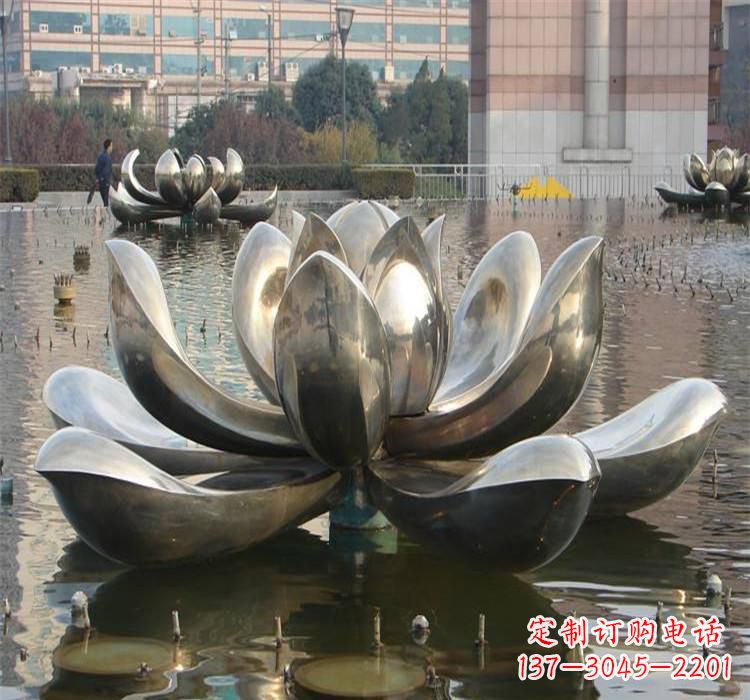 杭州不锈钢水景荷花雕塑质朴之美