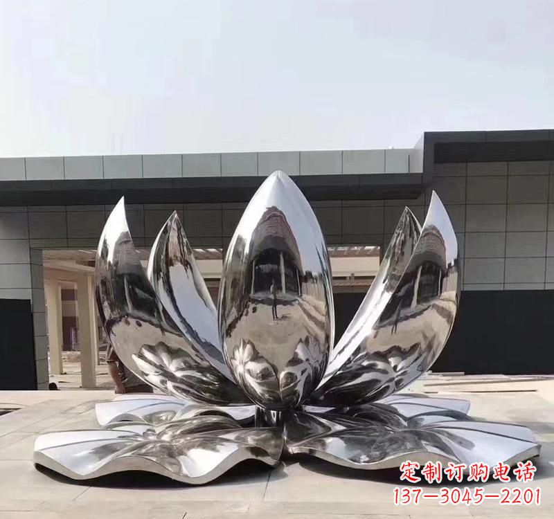 杭州不锈钢现代镜面荷花雕塑精美绝伦