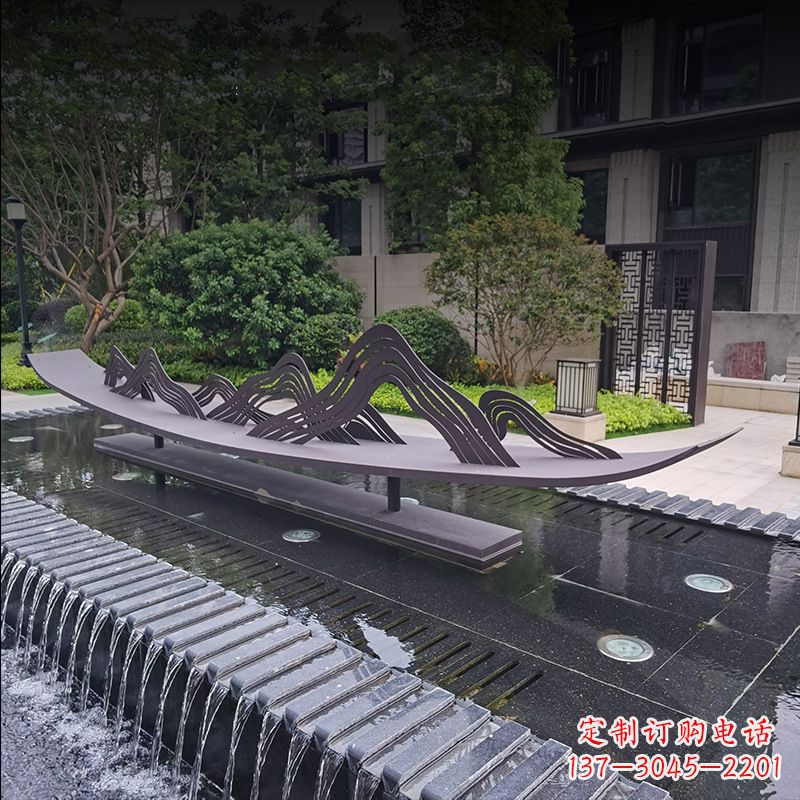 杭州精美的不锈钢小船假山