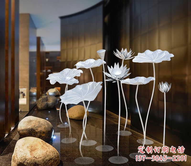 杭州不锈钢银色荷花雕塑精美外形魅力无限