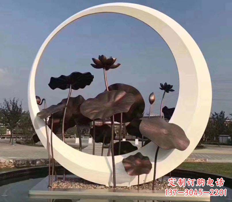 杭州环绕荷香不锈钢圆环雕塑