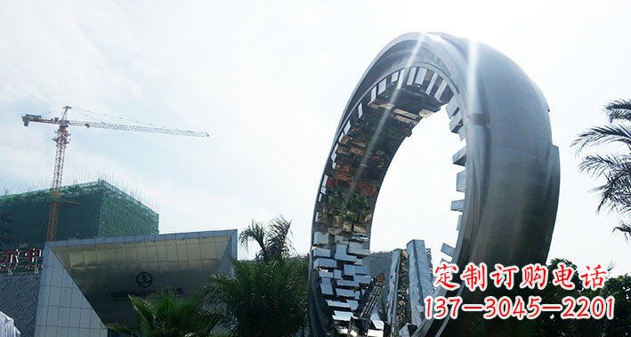 杭州城市不锈钢抽象圆环雕塑