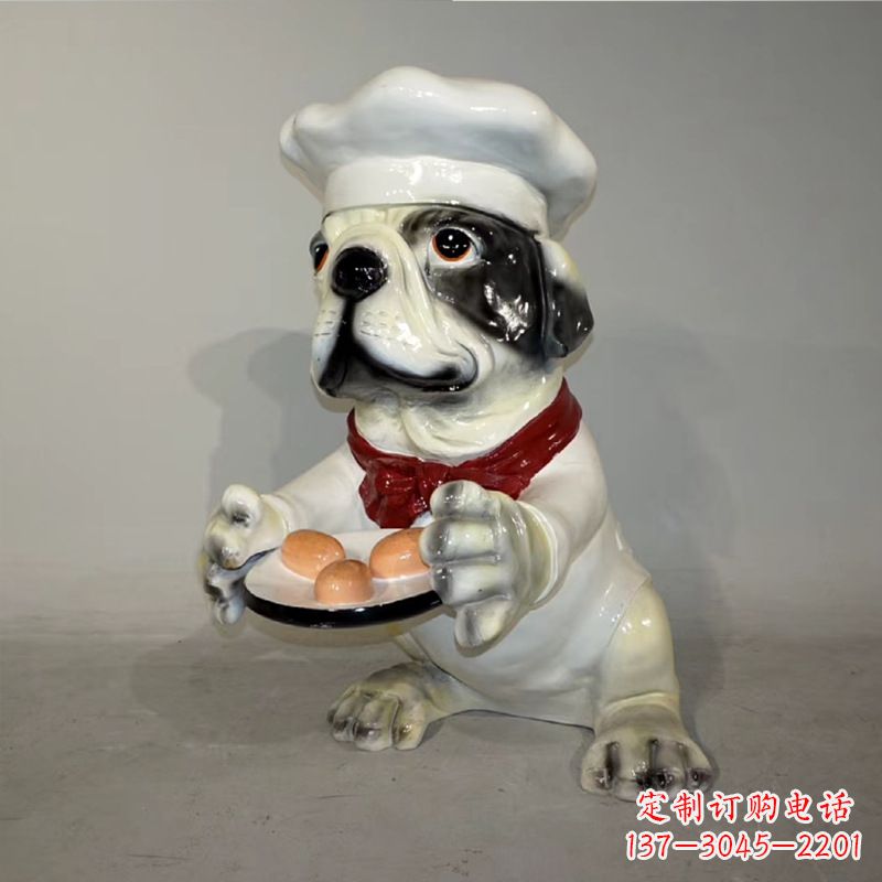 杭州玻璃钢仿陶瓷狗雕塑——以斗牛犬为原型