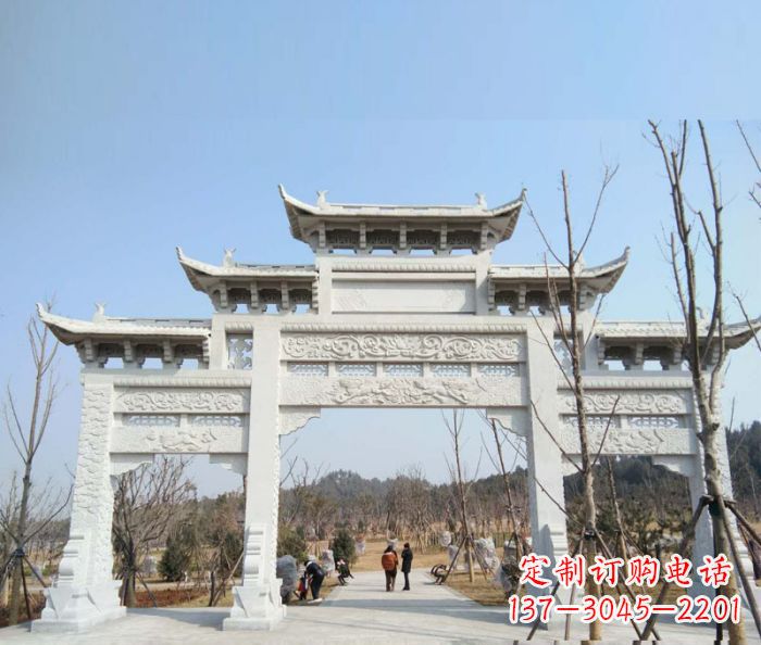 杭州村口三门石雕牌楼 (6)