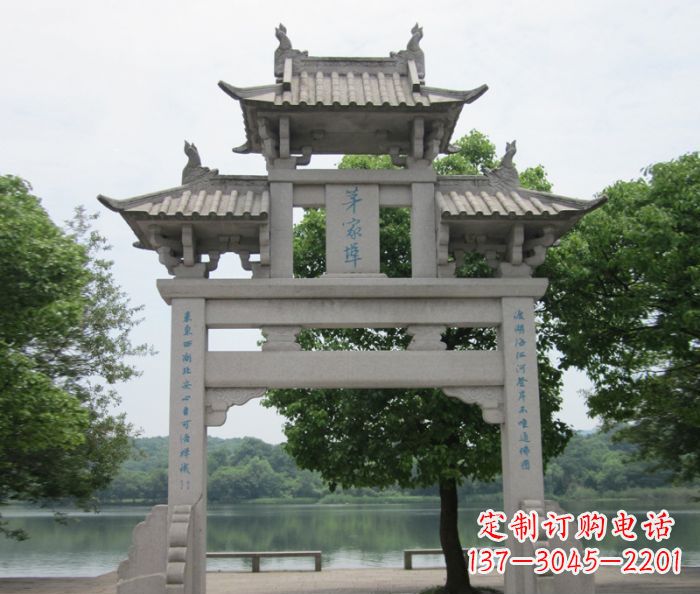 杭州大理石单门石雕牌楼