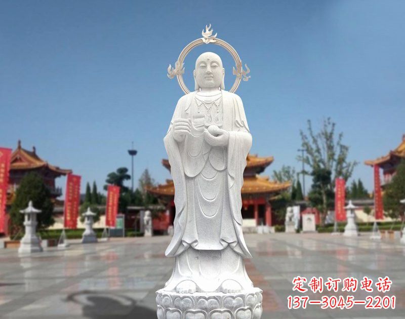 杭州大理石地藏菩萨雕塑象征佛法的传承