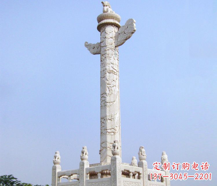 杭州大理石华表广场盘龙柱石雕