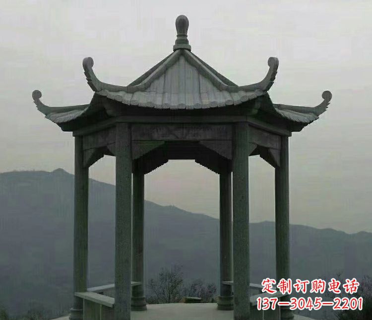 杭州考究工艺,奢华大理石六角凉亭雕塑