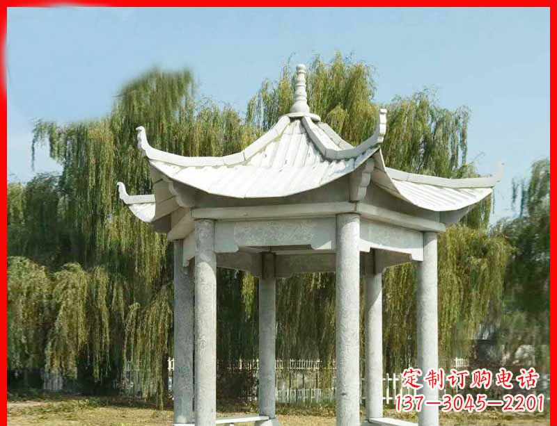 杭州大理石六角凉亭公园石雕 (3)