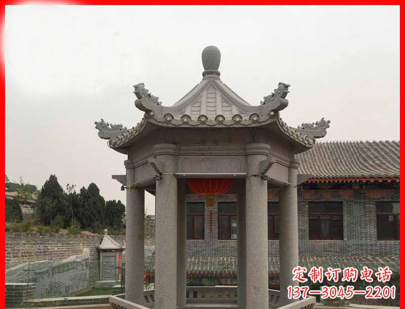 杭州大理石六角凉亭公园石雕 (4)