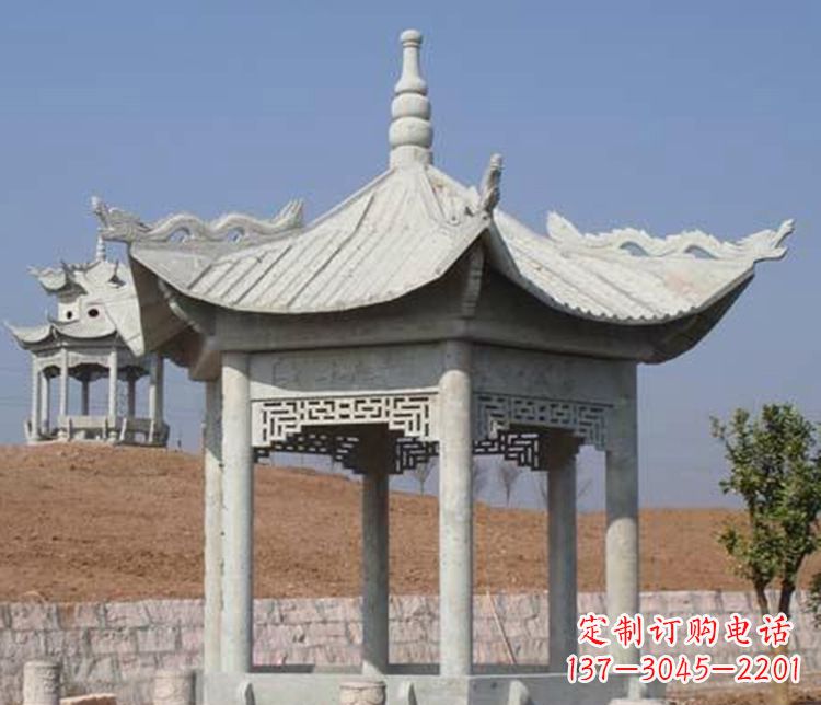 杭州大理石六角凉亭石雕 (3)