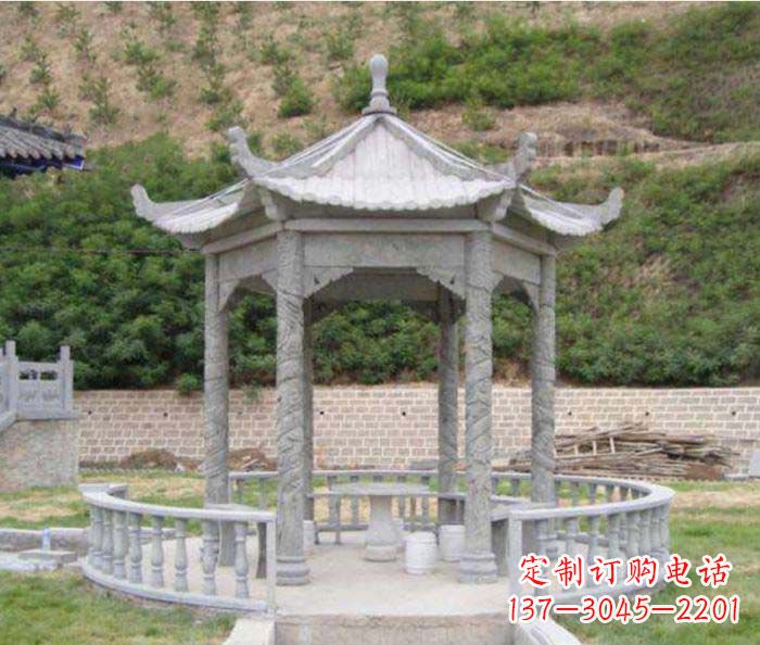 杭州大理石六角石雕凉亭 (2)