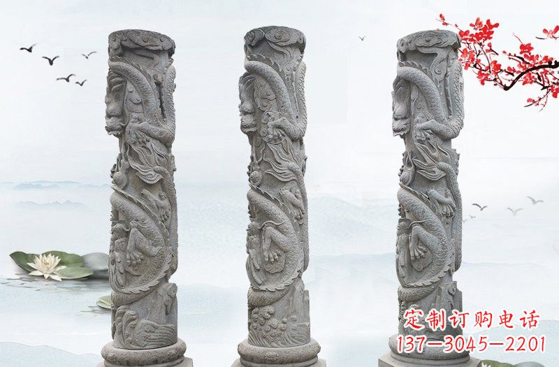杭州大理石龙柱雕塑