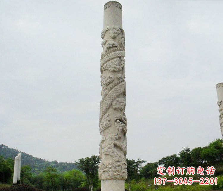 杭州大理石盘龙柱广场文化柱石雕