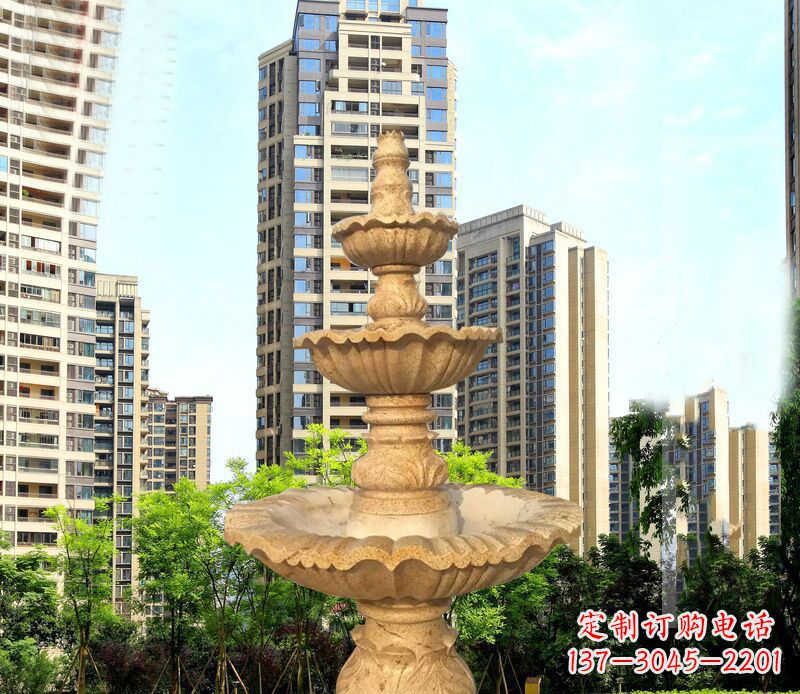杭州大理石三层喷泉公园石雕 (2)