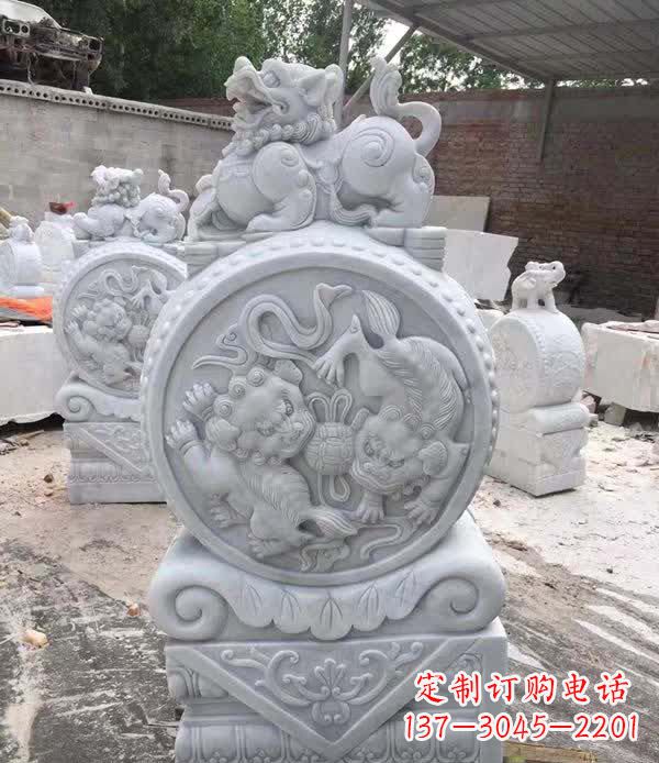 杭州大理石狮子抱鼓石雕塑