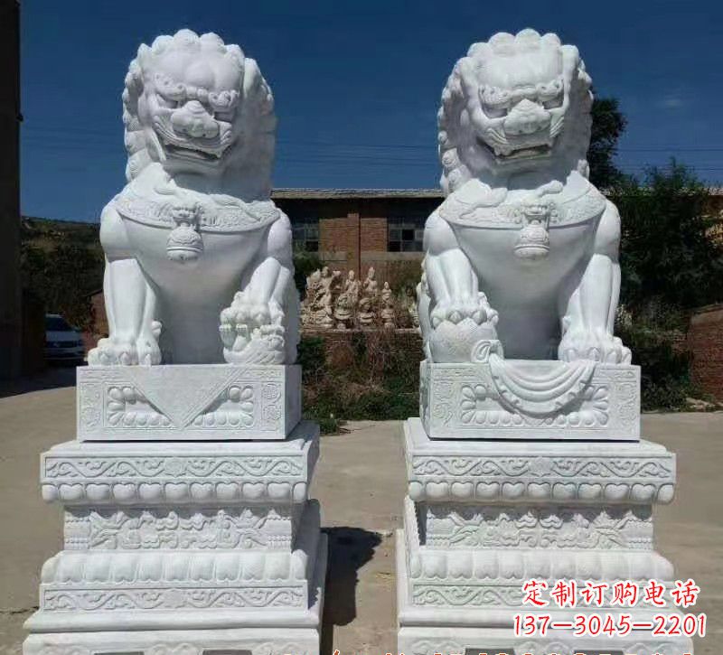杭州大理石狮子石雕,雕塑定制精美狮子