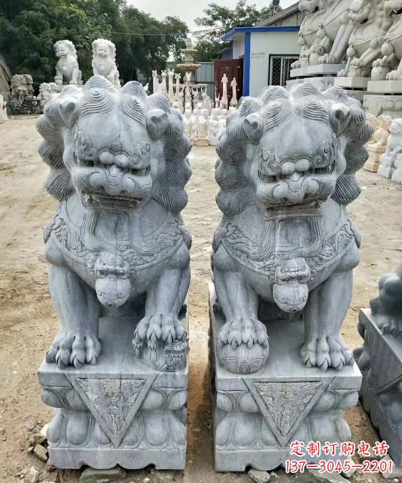 杭州传统工艺精雕大理石狮子石雕塑