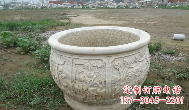 杭州大理石鸳鸯花盆雕塑